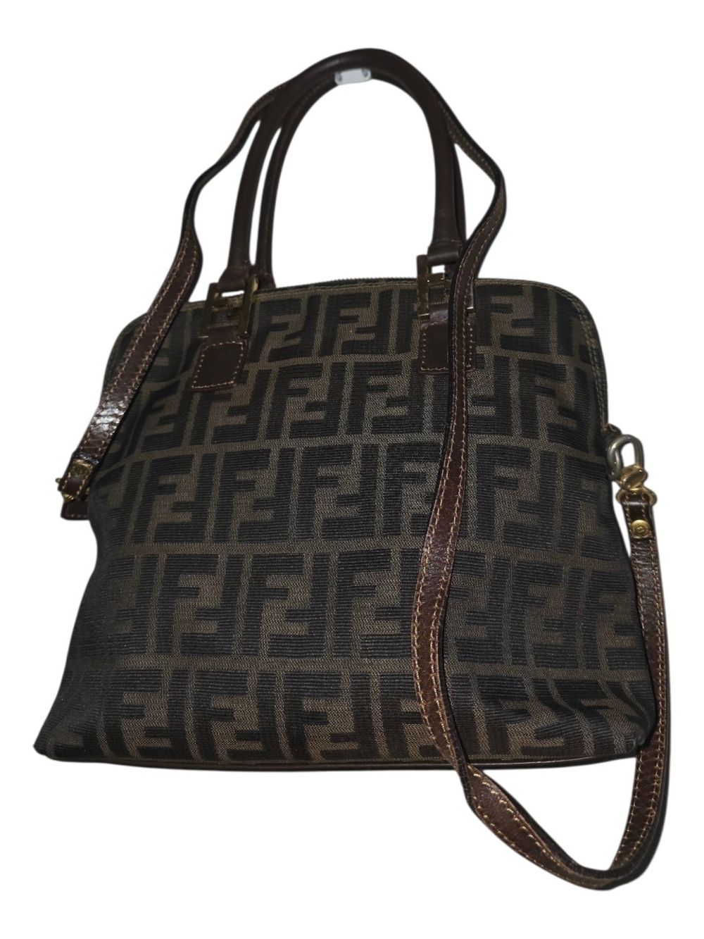 Fendi Brown Zucca Canvas Top-Handle Bag - Picture 4 of 10
